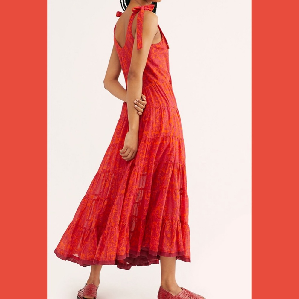 Free People Kika’s Midi Dress in Red FINAL PRICE💲 - Picture 2 of 6